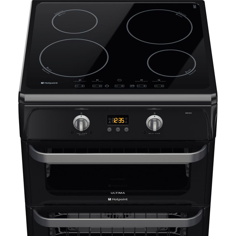 Hotpoint-Double-Cooker-HUI612-K-Black-A-Vitroceramic-Frontal-top-down
