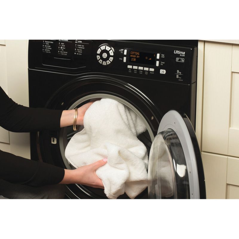 The Hotpoint Ultima SUTCD97B6PK Tumble Dryer in black is part of