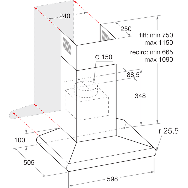 Hotpoint-HOOD-Built-in-PHC6.7FLBIX-Inox-Wall-mounted-Electronic-Technical-drawing