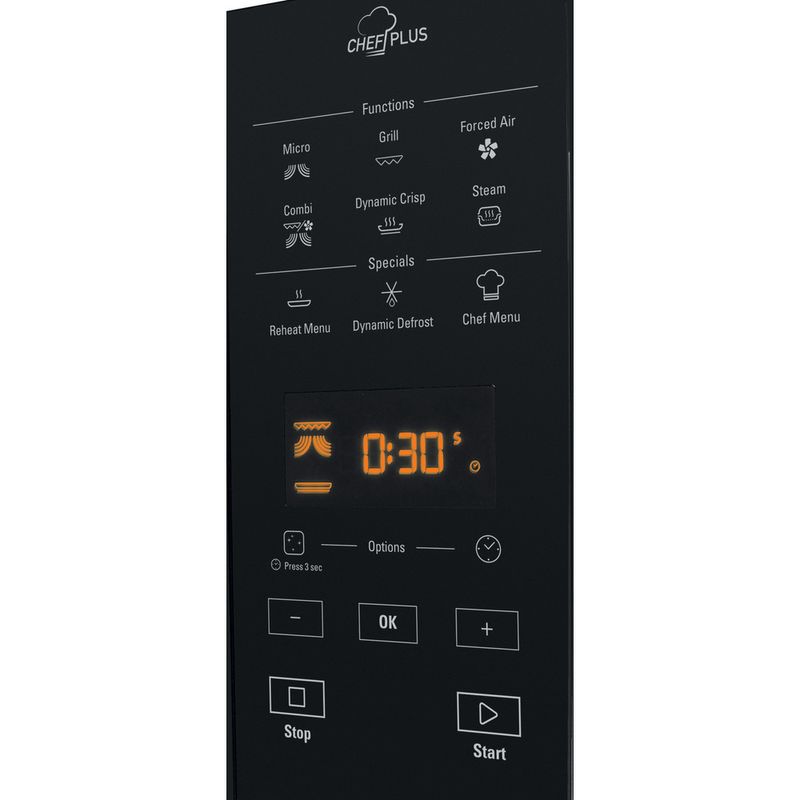Hotpoint Microwave Freestanding MWH 27343 B Black Electronic 25 MW-Combi 800 Control panel