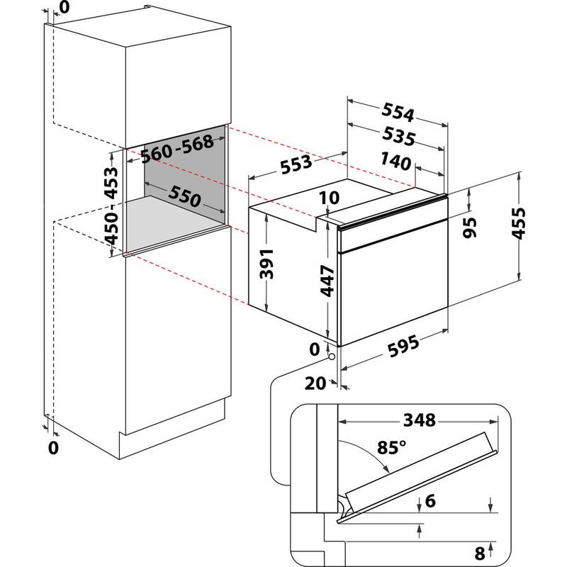 Hotpoint Microwave Built-in MP 776 IX H Stainless steel Electronic 40 MW-Combi 900 Technical drawing