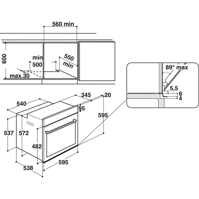 Hotpoint-OVEN-Built-in-SI7-864-SC-IX-Electric-A--Technical-drawing