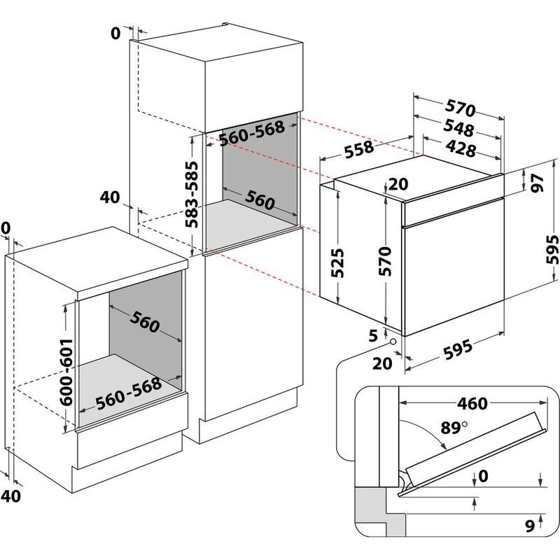 Hotpoint OVEN Built-in SA4 544 H IX Electric A Technical drawing