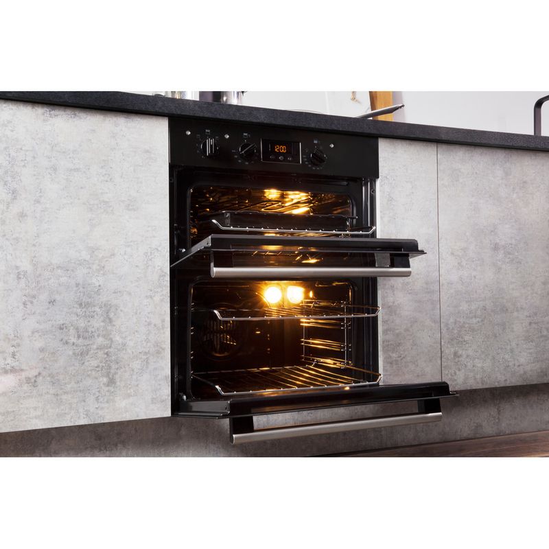 Hotpoint Double oven DU2 540 BL Black A Lifestyle perspective open