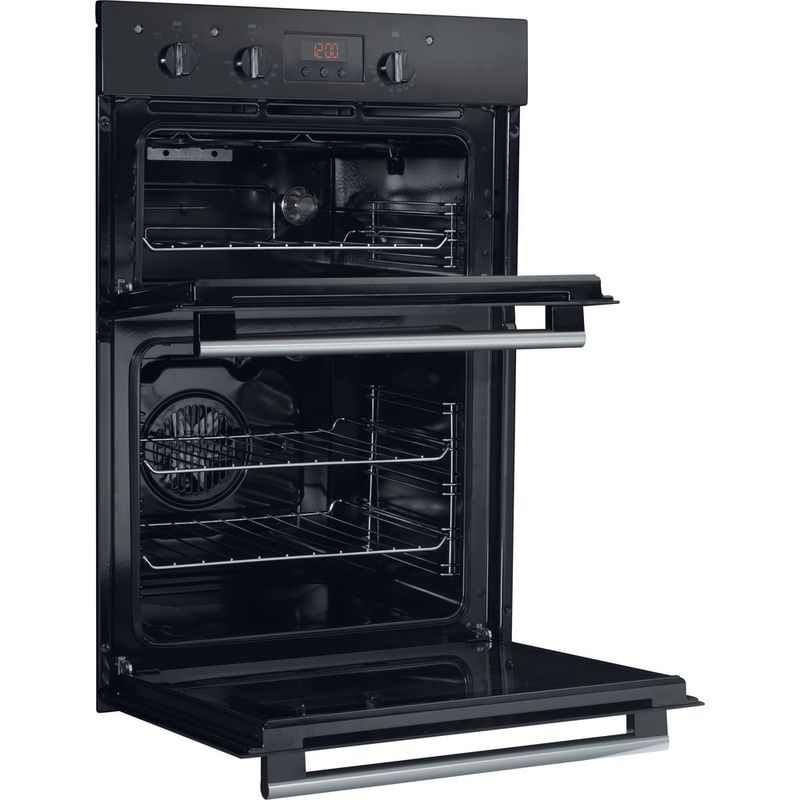 Hotpoint Double oven DD2 540 BL Black A Perspective open