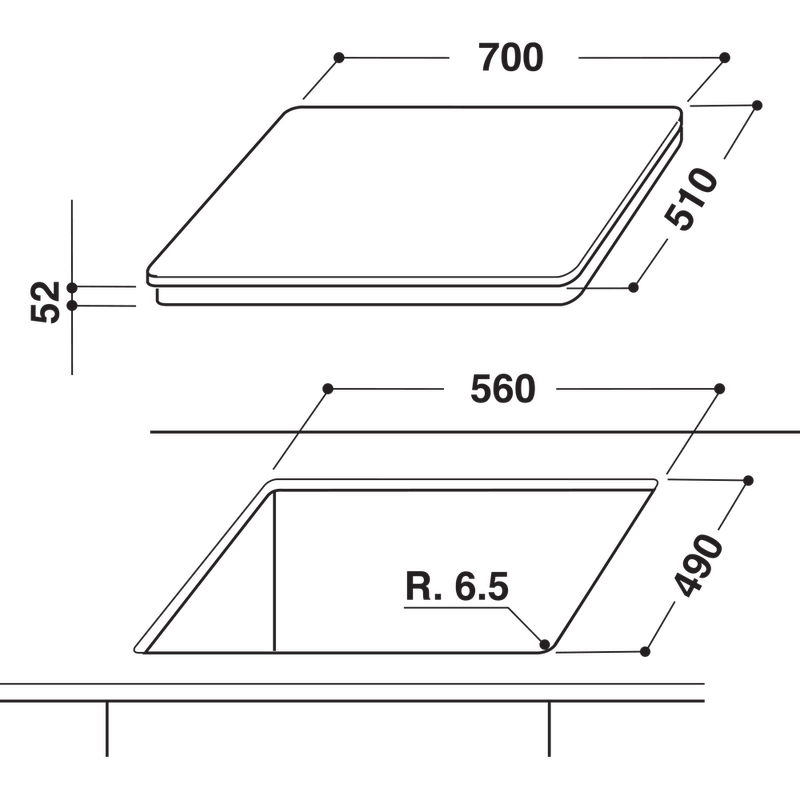 Hotpoint-HOB-CID-740-B-Black-Induction-vitroceramic-Technical-drawing