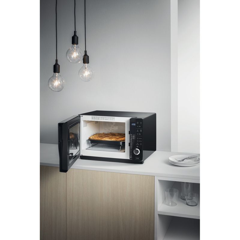 Hotpoint Microwave Freestanding MWH 26321 MB Black Electronic 25 MW+Grill function 800 Lifestyle perspective open