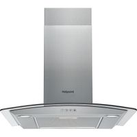 Hotpoint Wall-Mounted Curved Glass Cooker Hood - Filters Included - Stainless Steel - 60cm - D Rated - PHGC6.4 FLMX