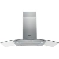 Hotpoint Wall-Mounted Curved Glass Cooker Hood - Filters Included - Stainless Steel - 90cm - D Rated - PHGC9.4FLMX