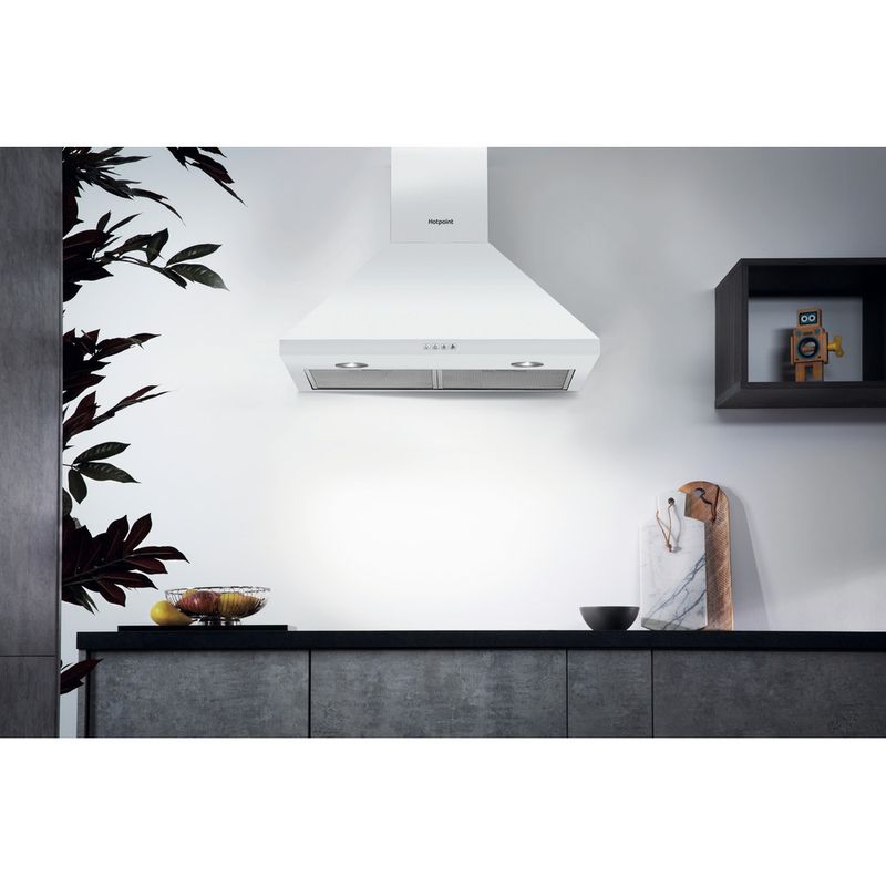 Hotpoint HOOD Built-in PHPC6.5FLMX White Wall-mounted Mechanical Lifestyle frontal