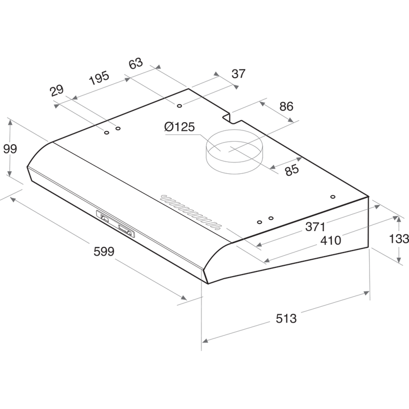 Hotpoint HOOD Built-in PSLMO 65F LS X Inox Built-in Mechanical Technical drawing