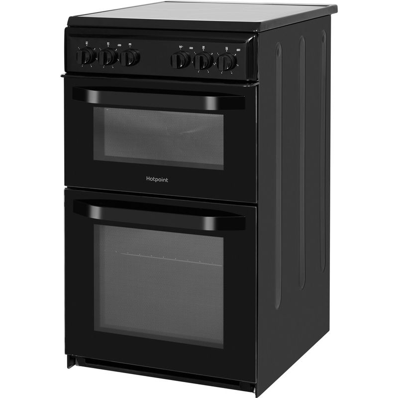 Hotpoint-Double-Cooker-HD5V92KCB-UK-Black-A-Vitroceramic-Perspective