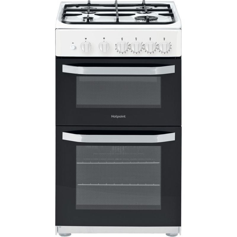 Hotpoint Double Cooker HD5G00KCW/UK White A+ Enamelled Sheetmetal Frontal