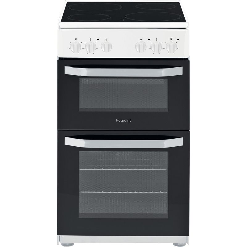 Hotpoint-Double-Cooker-HD5V92KCW-UK-White-A-Vitroceramic-Frontal
