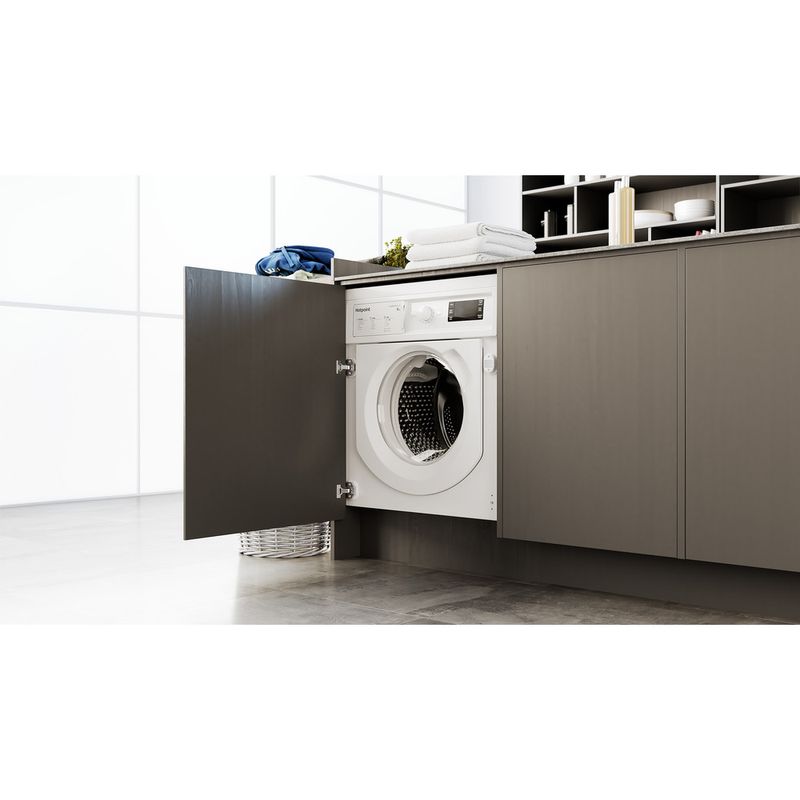 Hotpoint Washing machine Built-in BI WMHG 91484 UK White Front loader C Lifestyle perspective