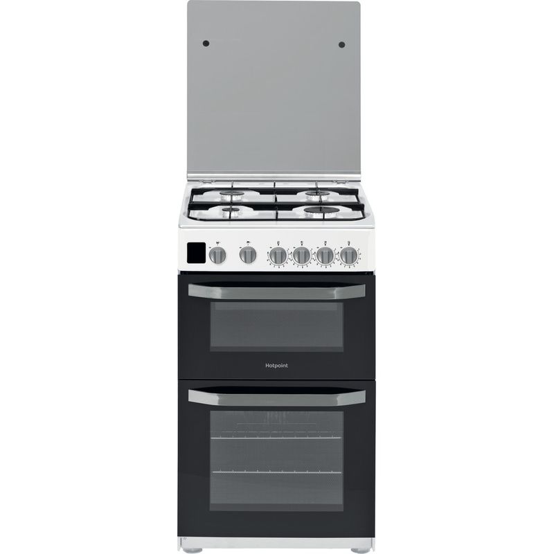 Hotpoint Double Cooker HD5G00CCW/UK White A+ Enamelled Sheetmetal Frontal