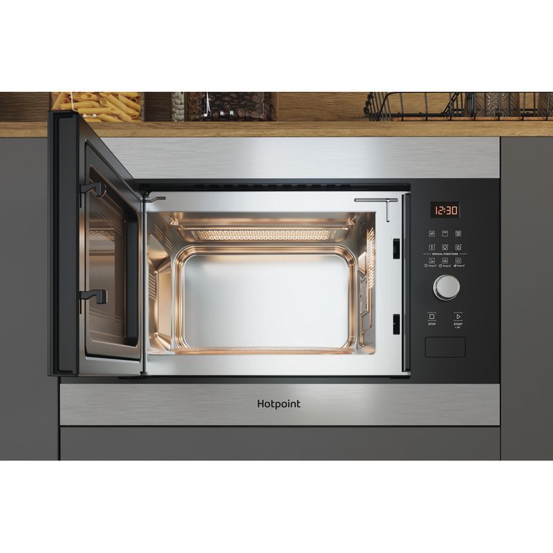 Hotpoint-Microwave-Built-in-MF25G-IX-H-Inox-Electronic-25-MW-Grill-function-900-Lifestyle-frontal-open