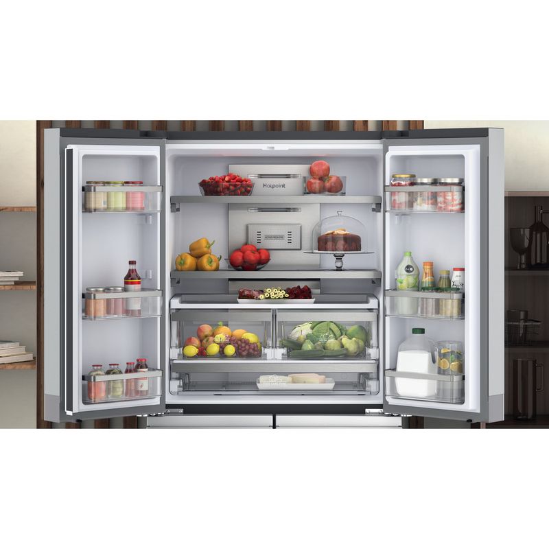 Hotpoint-Side-by-Side-Freestanding-HQ9-M2L-UK-Inox-Look-Lifestyle-frontal-open