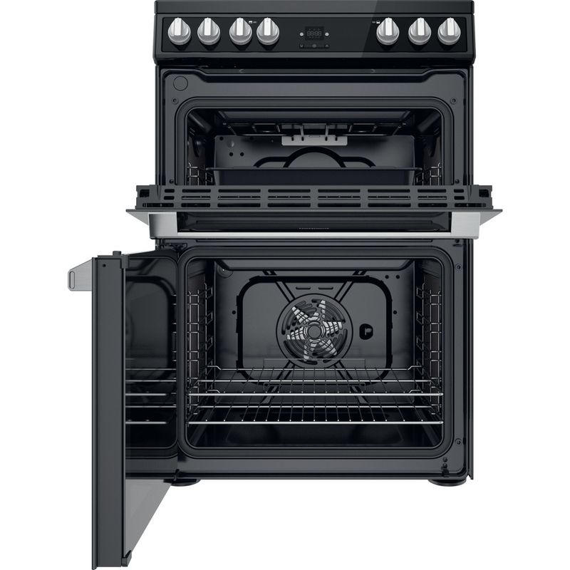 Hotpoint Double Cooker HDT67V9H2CB/UK Black A Frontal open