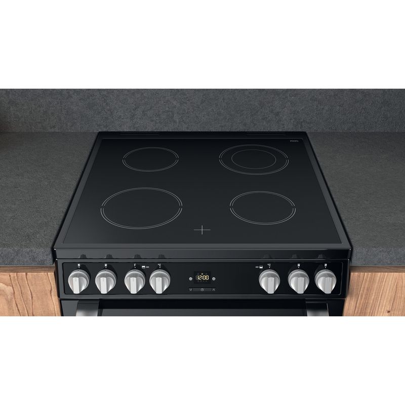 Hotpoint Double Cooker HDT67V9H2CB/UK Black A Lifestyle frontal top down
