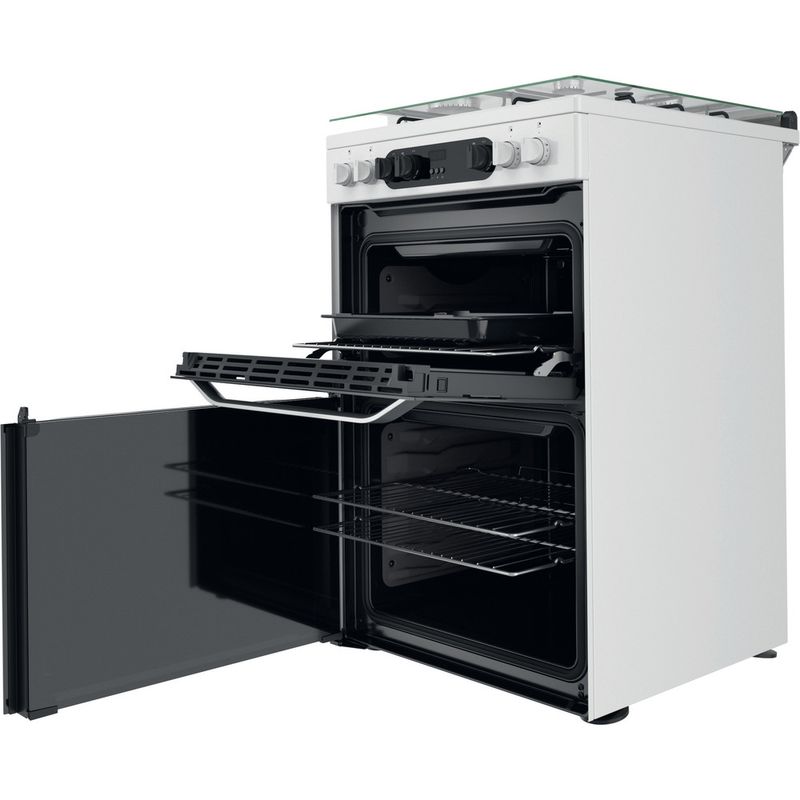 Hotpoint Double Cooker HDM67G9C2CW/UK White A Perspective open