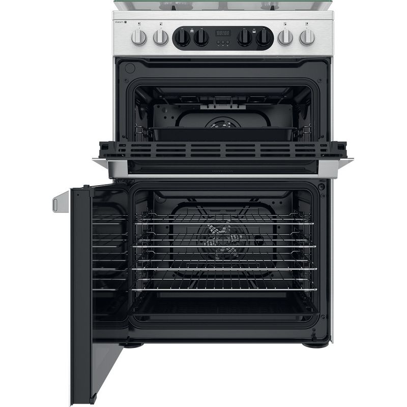 Hotpoint-Double-Cooker-HDM67G8C2CX-UK-Inox-A-Frontal-open