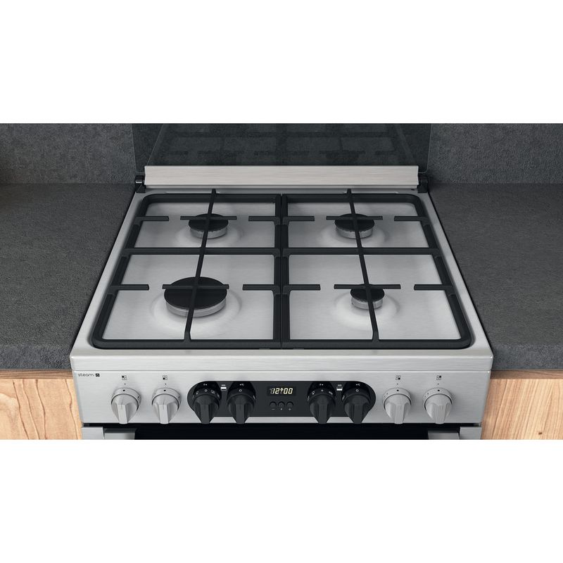 Hotpoint-Double-Cooker-HDM67G8C2CX-UK-Inox-A-Lifestyle-frontal-top-down