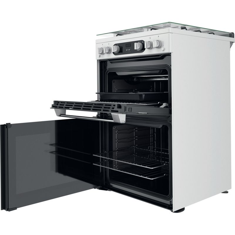 Hotpoint Double Cooker HD67G02CCW/UK White A+ Perspective open