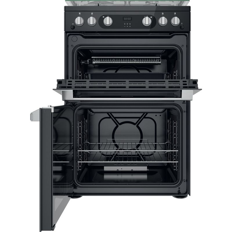 Hotpoint Double Cooker HDM67G0C2CB/UK Black A+ Frontal open