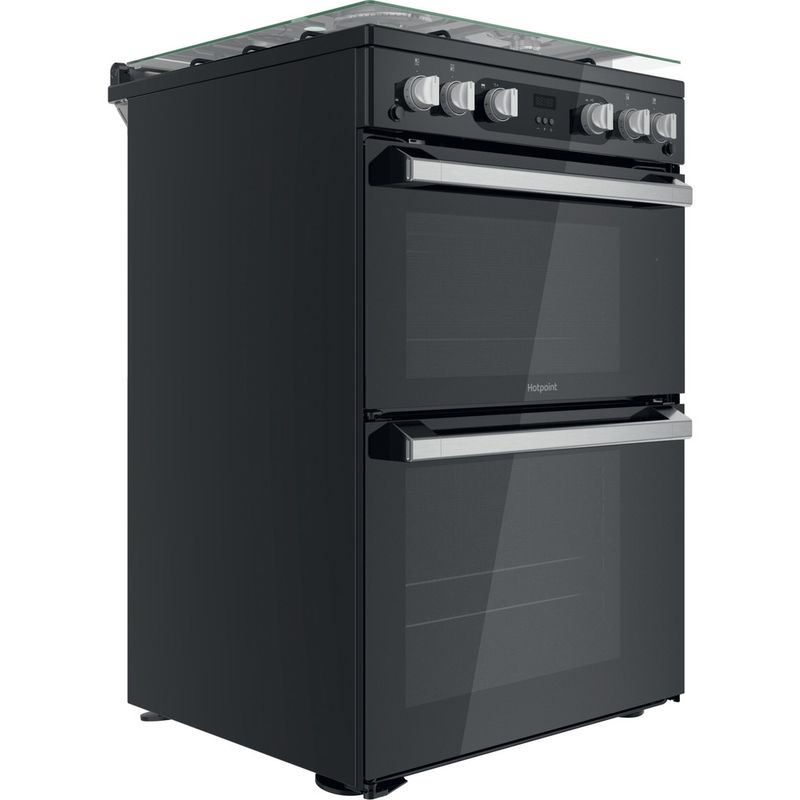 Hotpoint Double Cooker HDM67G0C2CB/UK Black A+ Perspective