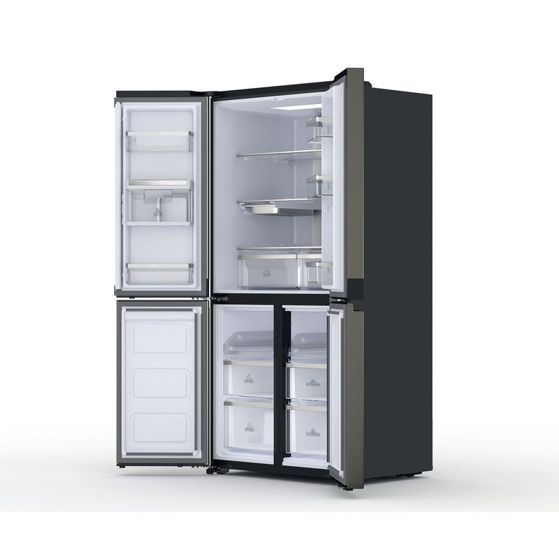 Hotpoint-Side-by-Side-Freestanding-HQ9-U1BL-UK-Black-Inox-Perspective-open