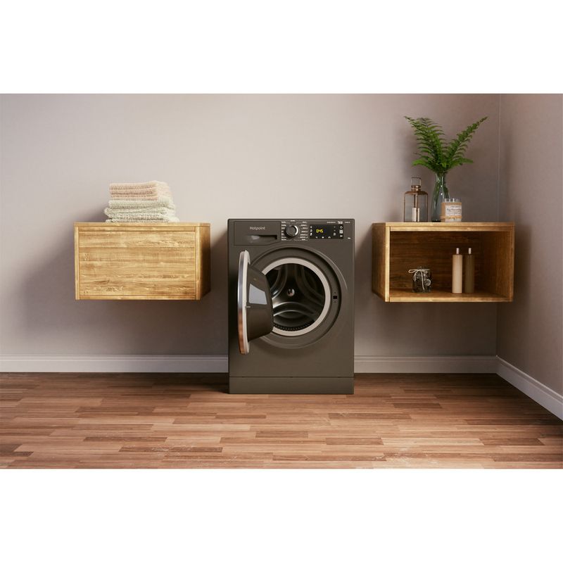 Hotpoint Washing machine Freestanding NLLCD 1064 DGD AW UK N Dark Grey Front loader C Lifestyle frontal open