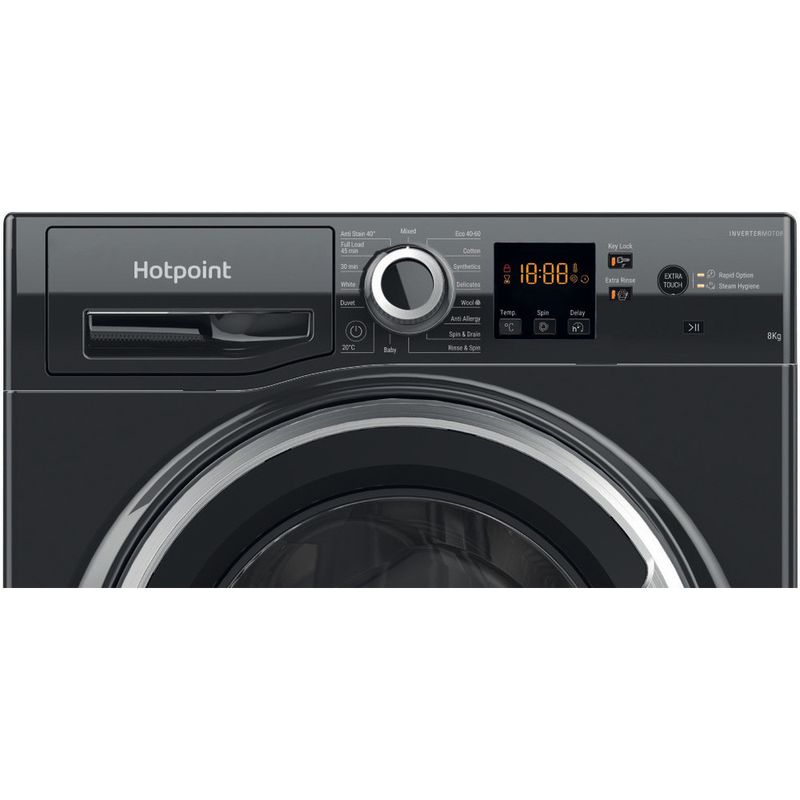 Hotpoint-Washing-machine-Freestanding-NSWR-843C-BS-UK-N-Black-Front-loader-D-Control-panel