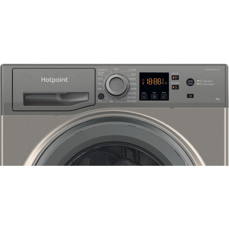 Hotpoint Washing machine Freestanding NSWR 843C GK UK N Graphite Front loader D Control panel