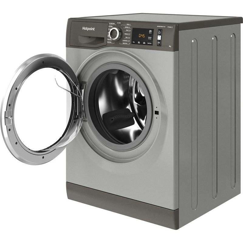Hotpoint-Washing-machine-Freestanding-NM11-844-GC-A-UK-N-Graphite-Front-loader-B-Perspective-open