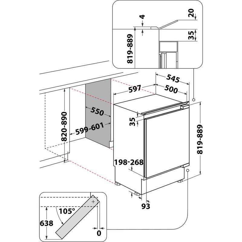 Hotpoint Refrigerator Built-in HF A1.UK 1 Steel Technical drawing