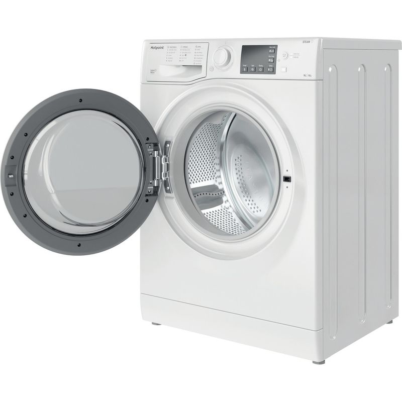 Hotpoint Washer dryer Freestanding RDGE 9643 W UK N White Front loader Perspective open