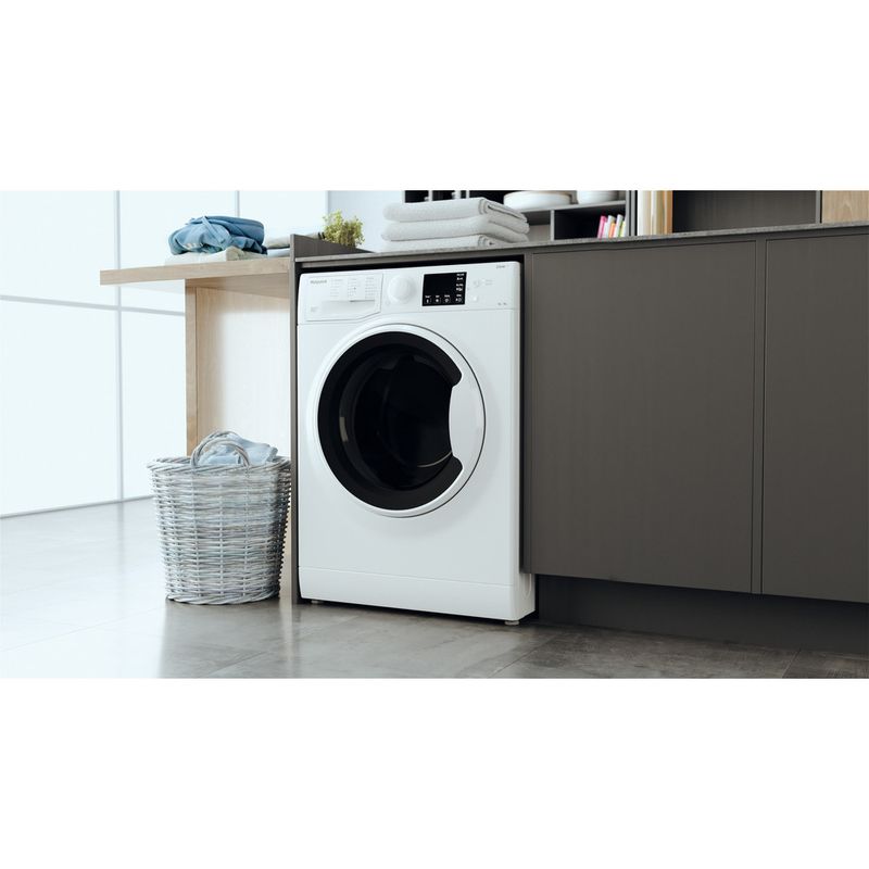 Hotpoint Washer dryer Freestanding RDGE 9643 W UK N White Front loader Lifestyle perspective
