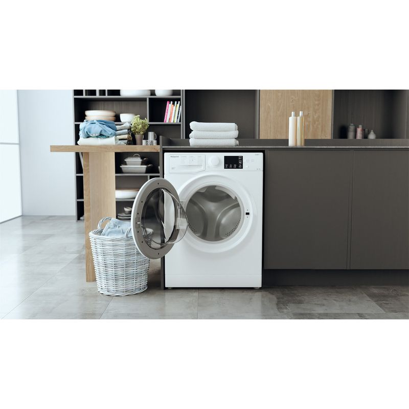 Hotpoint Washer dryer Freestanding RDGE 9643 W UK N White Front loader Lifestyle frontal open