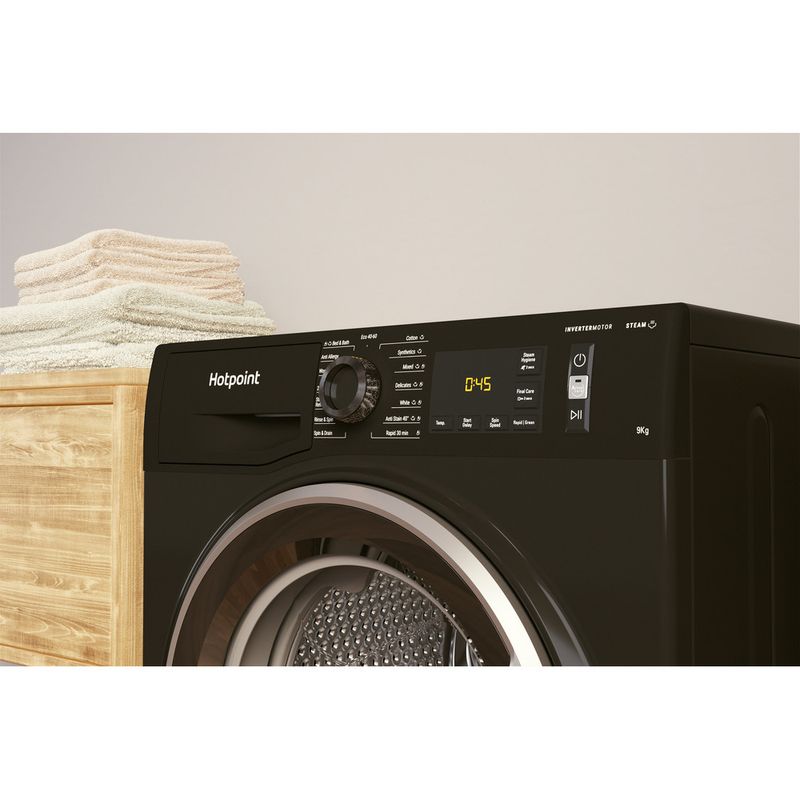Hotpoint Washing machine Freestanding NM11 945 BC A UK N Black Front loader B Lifestyle control panel