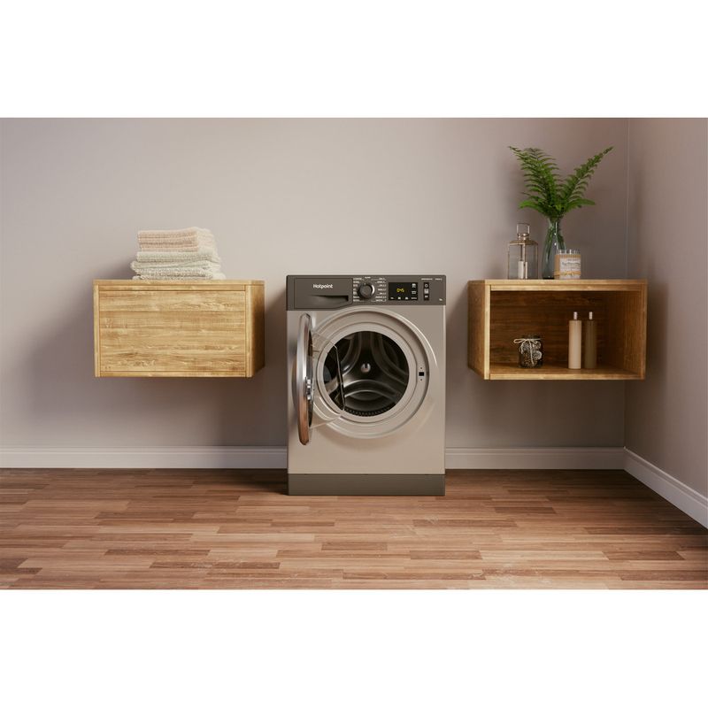 Hotpoint Washing machine Freestanding NM11 945 GC A UK N Graphite Front loader B Lifestyle frontal open