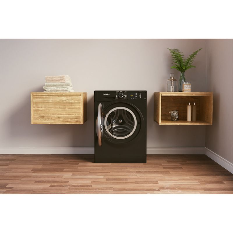 Hotpoint-Washing-machine-Freestanding-NM11-964-BC-A-UK-N-Black-Front-loader-C-Lifestyle-frontal-open