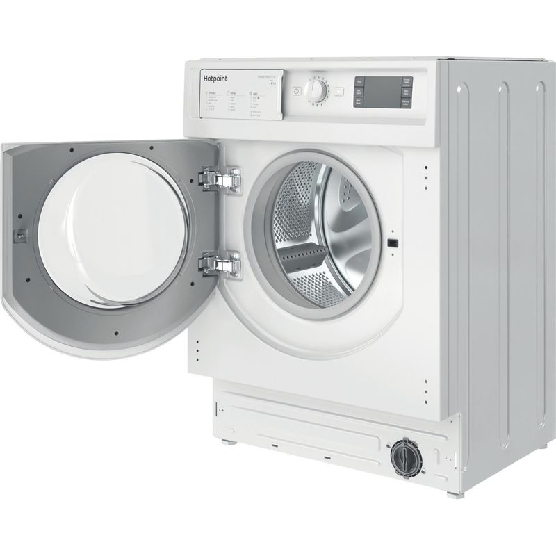 Hotpoint Washing machine Built-in BI WMHG 71483 UK N White Front loader D Perspective open