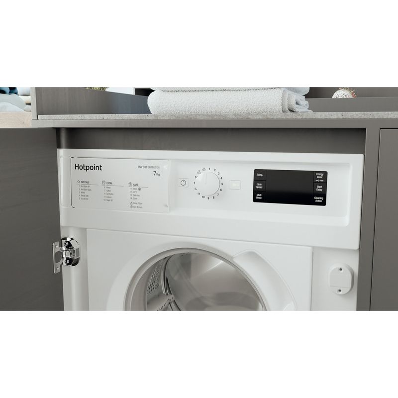 Hotpoint Washing machine Built-in BI WMHG 71483 UK N White Front loader D Lifestyle control panel