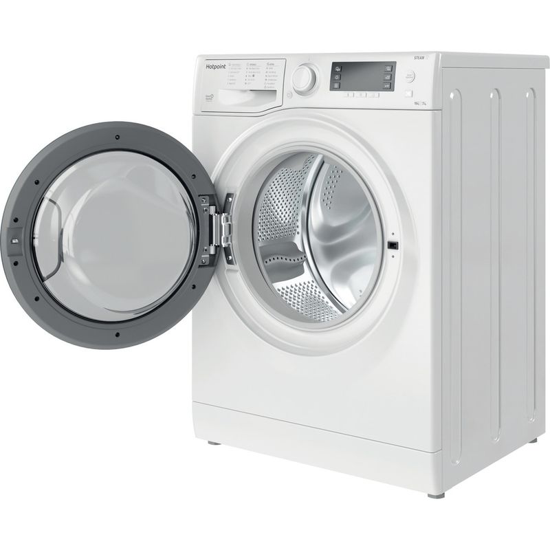 Hotpoint-Washer-dryer-Freestanding-RD-1076-JD-UK-N-White-Front-loader-Perspective-open