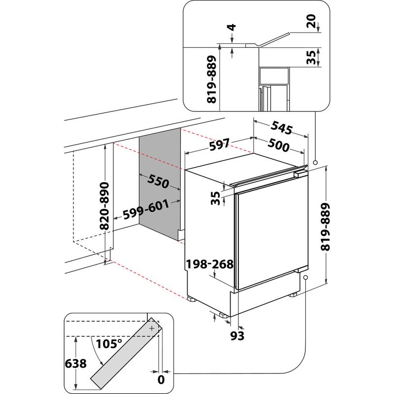 Hotpoint Refrigerator Built-in HL A1.UK 1 Steel Technical drawing