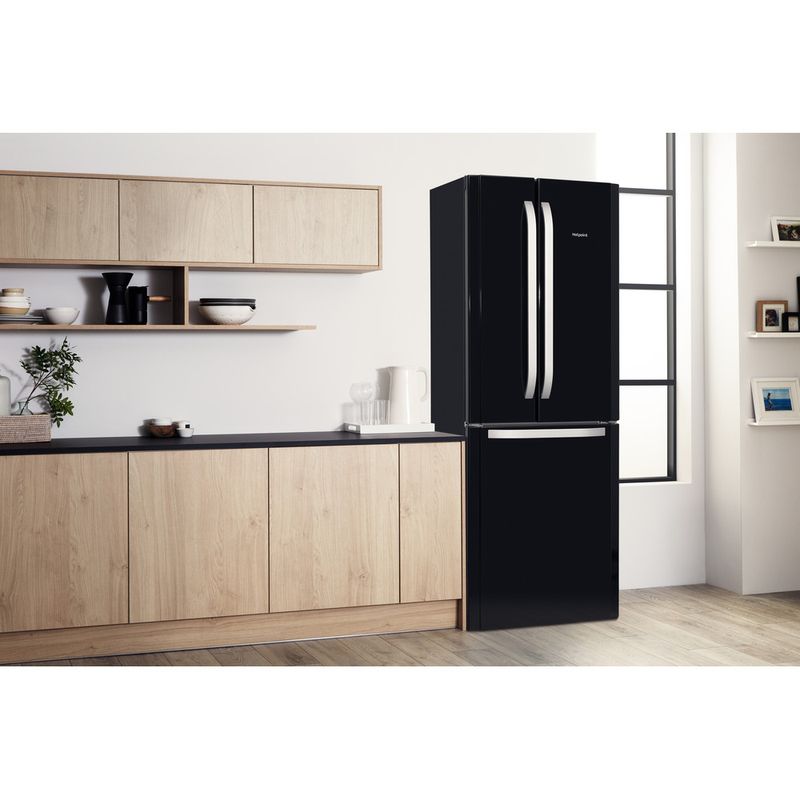Hotpoint Fridge Freezer Freestanding FFU3D K 1 Black 3 doors Lifestyle perspective