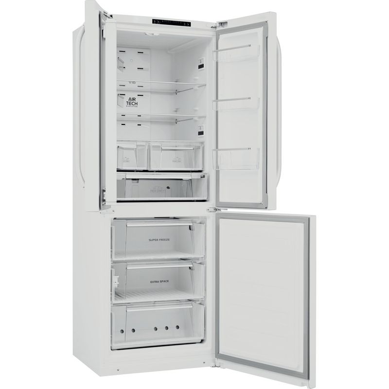 Hotpoint-Fridge-Freezer-Freestanding-FFU3D-W-1-White-3-doors-Perspective-open