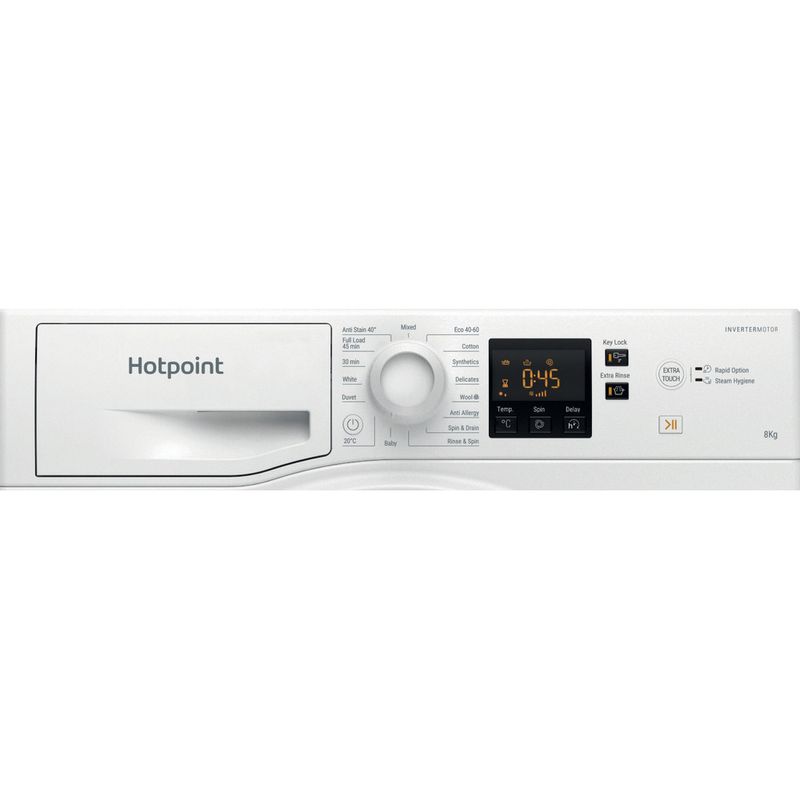 Hotpoint Washing machine Freestanding NSWF 843C W UK N White Front loader D Control panel
