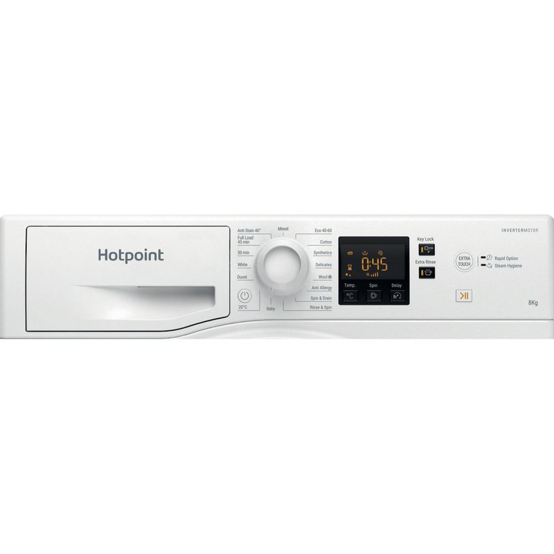 Hotpoint Washing machine Freestanding NSWM 843C W UK N White Front loader D Control panel